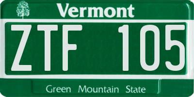 VT license plate ZTF105
