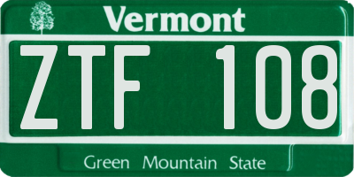 VT license plate ZTF108