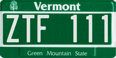 VT license plate ZTF111