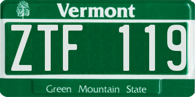 VT license plate ZTF119