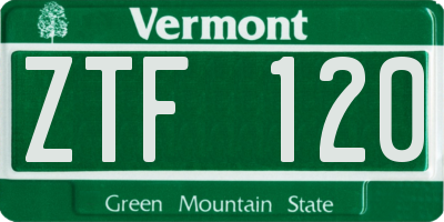 VT license plate ZTF120