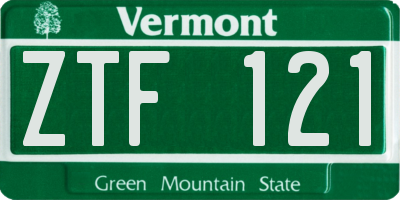 VT license plate ZTF121