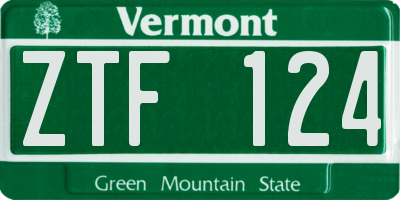 VT license plate ZTF124