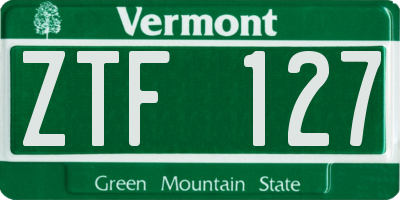 VT license plate ZTF127