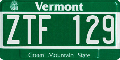 VT license plate ZTF129