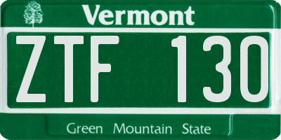 VT license plate ZTF130