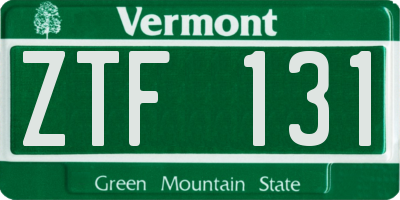 VT license plate ZTF131