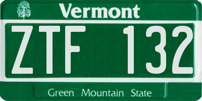 VT license plate ZTF132