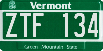 VT license plate ZTF134