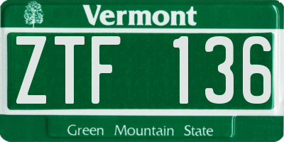 VT license plate ZTF136