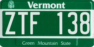 VT license plate ZTF138