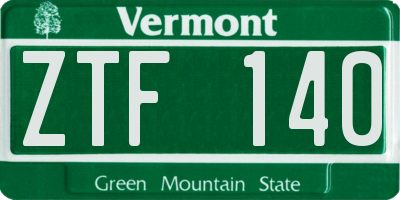 VT license plate ZTF140