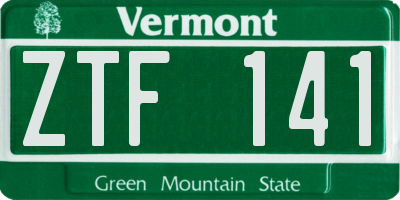 VT license plate ZTF141