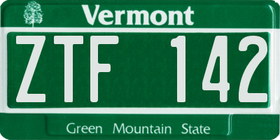 VT license plate ZTF142