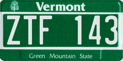 VT license plate ZTF143