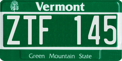 VT license plate ZTF145