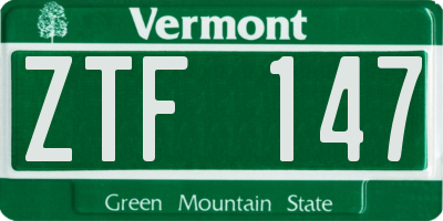 VT license plate ZTF147