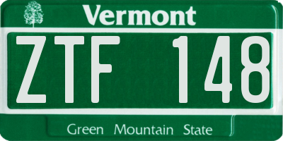 VT license plate ZTF148
