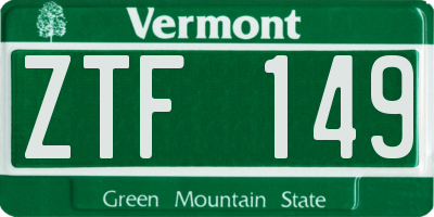 VT license plate ZTF149