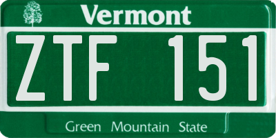 VT license plate ZTF151