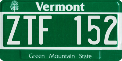 VT license plate ZTF152