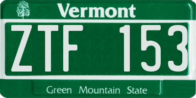 VT license plate ZTF153