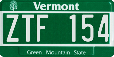 VT license plate ZTF154