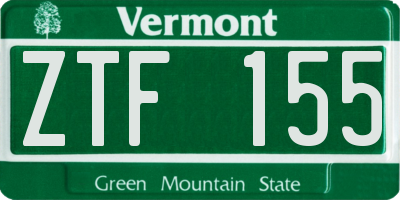 VT license plate ZTF155