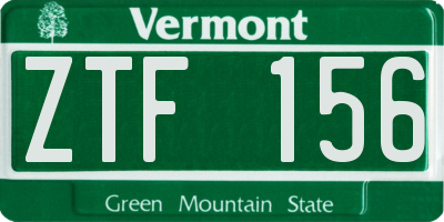 VT license plate ZTF156