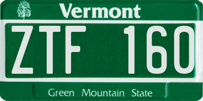 VT license plate ZTF160