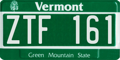 VT license plate ZTF161