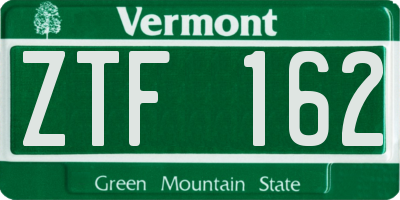 VT license plate ZTF162