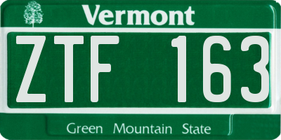 VT license plate ZTF163