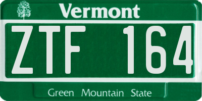 VT license plate ZTF164