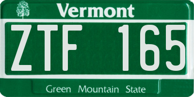 VT license plate ZTF165
