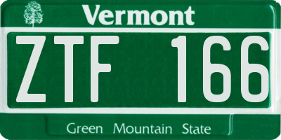 VT license plate ZTF166