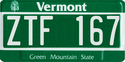 VT license plate ZTF167