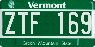 VT license plate ZTF169