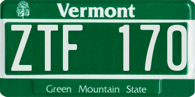 VT license plate ZTF170