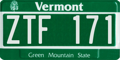 VT license plate ZTF171