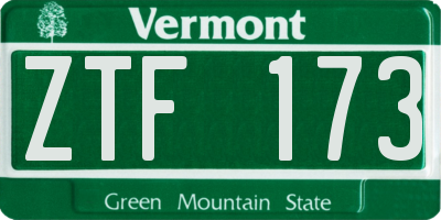 VT license plate ZTF173