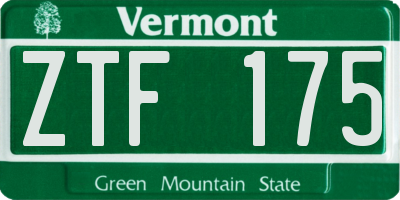 VT license plate ZTF175