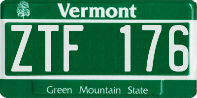 VT license plate ZTF176