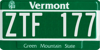 VT license plate ZTF177