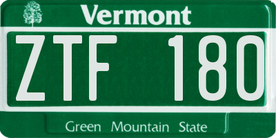 VT license plate ZTF180