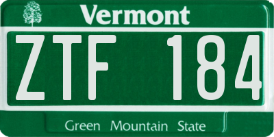 VT license plate ZTF184