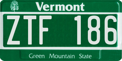 VT license plate ZTF186