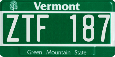 VT license plate ZTF187