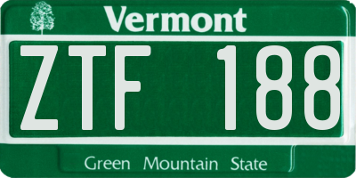 VT license plate ZTF188