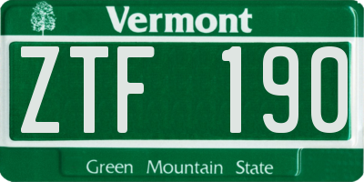 VT license plate ZTF190